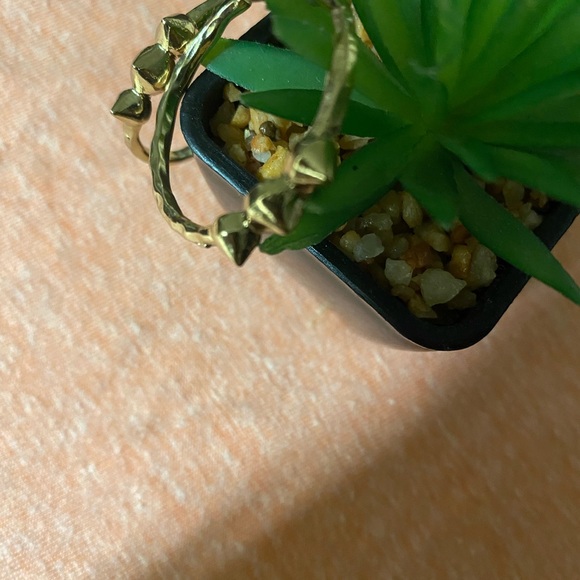 Studded Gold Color Hoops - Picture 4 of 4